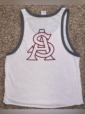 PINK VS Bling ASU White Tank with Gray Trim and Maroon Accent